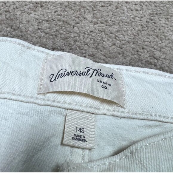 Universal Thread Vintage Straight Jeans Ivory Distressed Pockets Size 14 Short - Picture 7 of 13